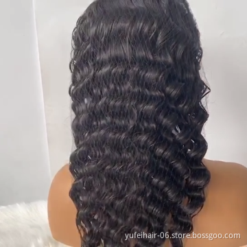 Hot Sale Deep Wave Wholesale Price 26 Inches 180% Density Brazilian Human Hair Lace Front Wig